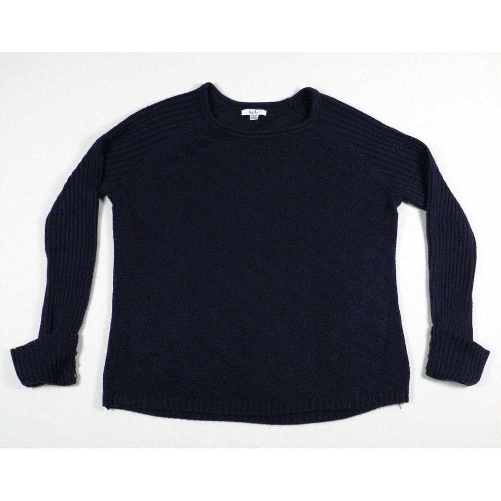 Isela Sweater Womens XL Lightweight Fall Long Sleeve Dark Blue Knit Button Cuffs